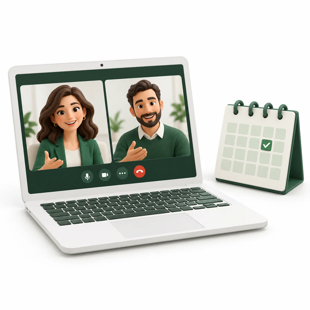 Consulting video call and meeting calendar